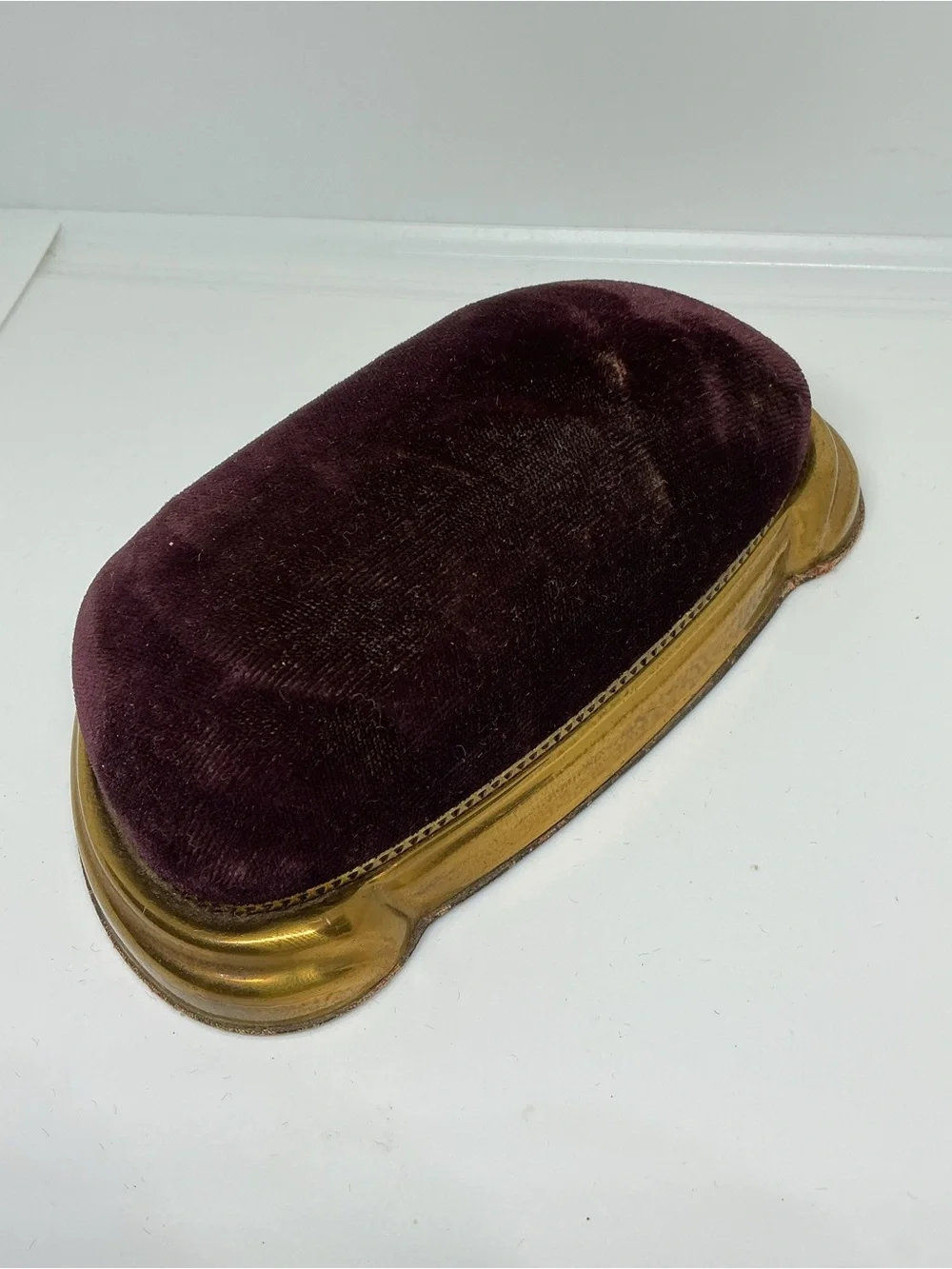 Vtg Alton “Watch of the Hour” Brass Presentation Display Box Purple Velvet USA